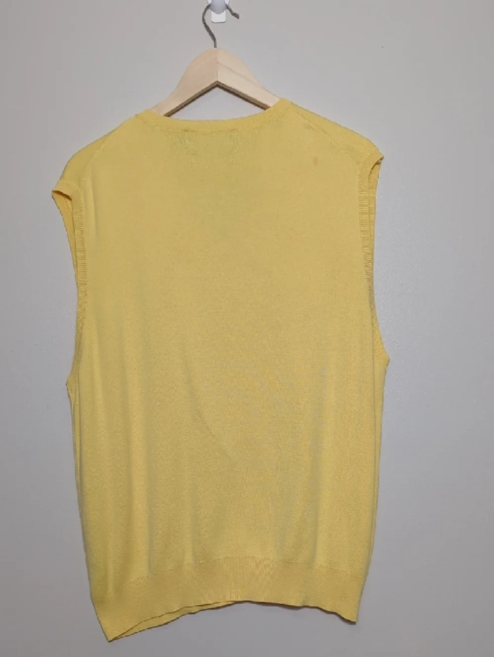 Vintage 90s Polo Ralph Lauren Yellow Pima Cotton Knit Sweater Vest Navy Pony XL‎